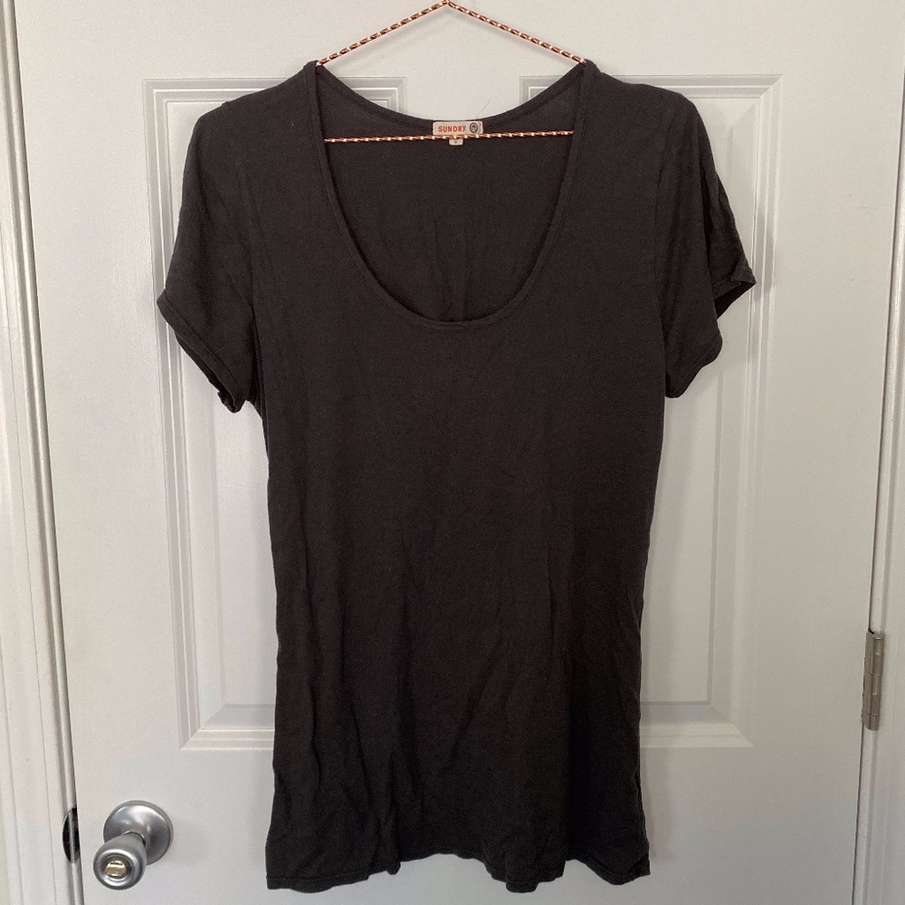 Sundry scoop neck tunic t-shirt